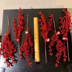 NWT 6 Hobby Lobby Red Glitter Christmas Tree Sticks